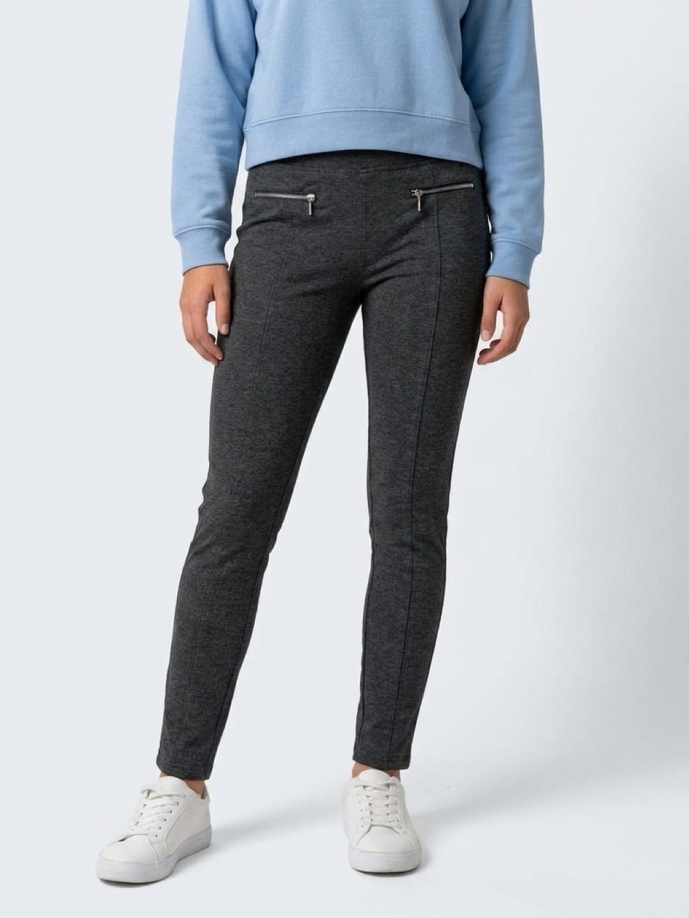 Willow & Clay Women's Charcoal Gray Leggings Size S Casual Zip Detail